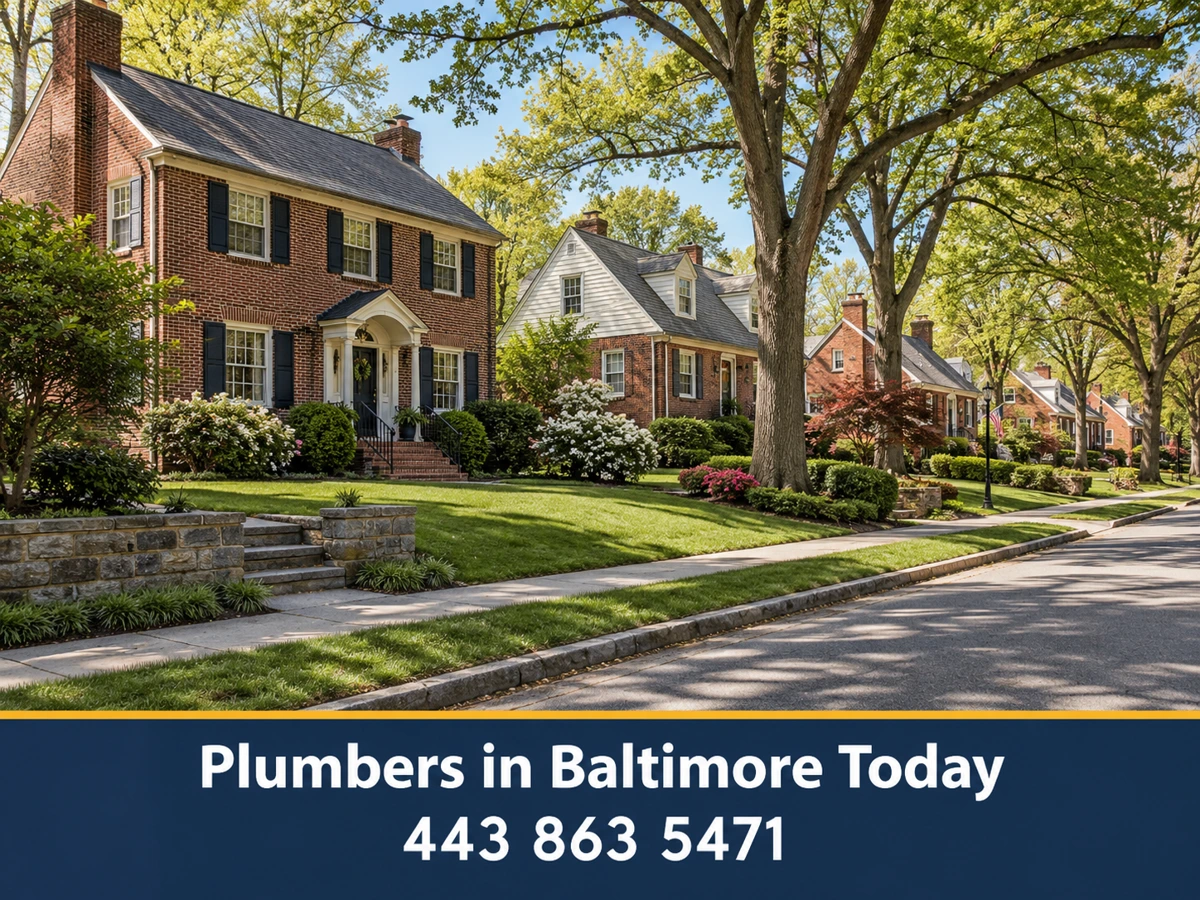 Brick colonial homes on a tree-lined street in Baltimore County