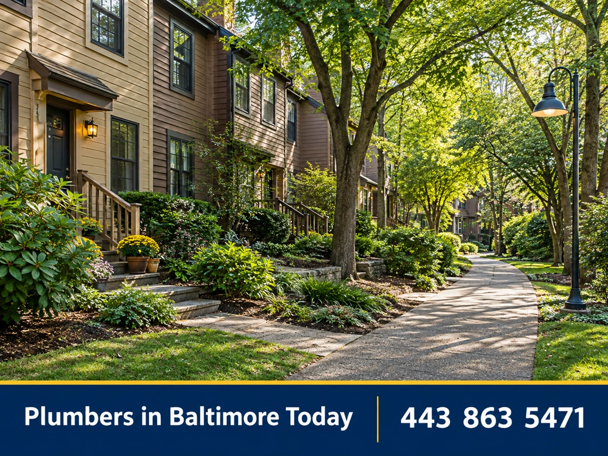 Townhouses in a Columbia, Maryland village neighborhood