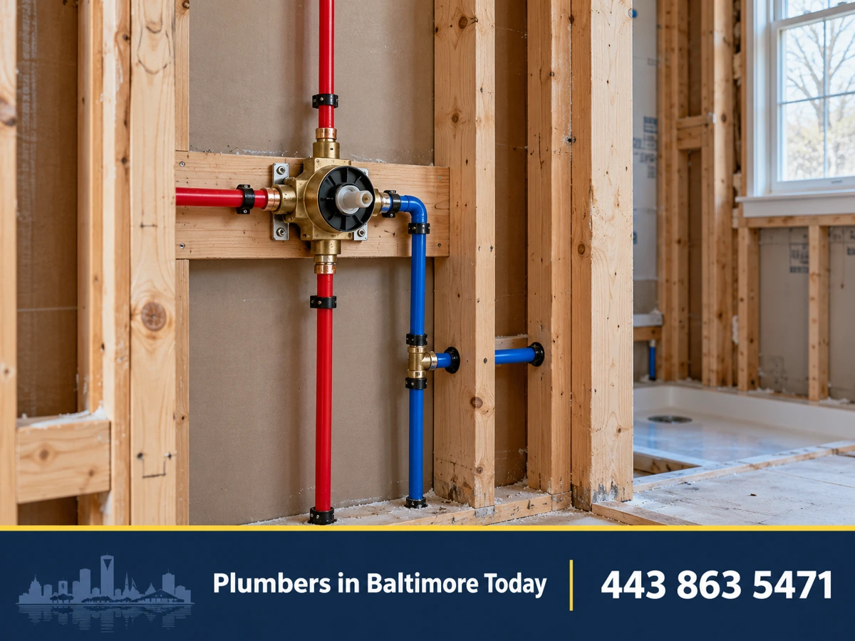 New PEX supply lines installed in open wall framing