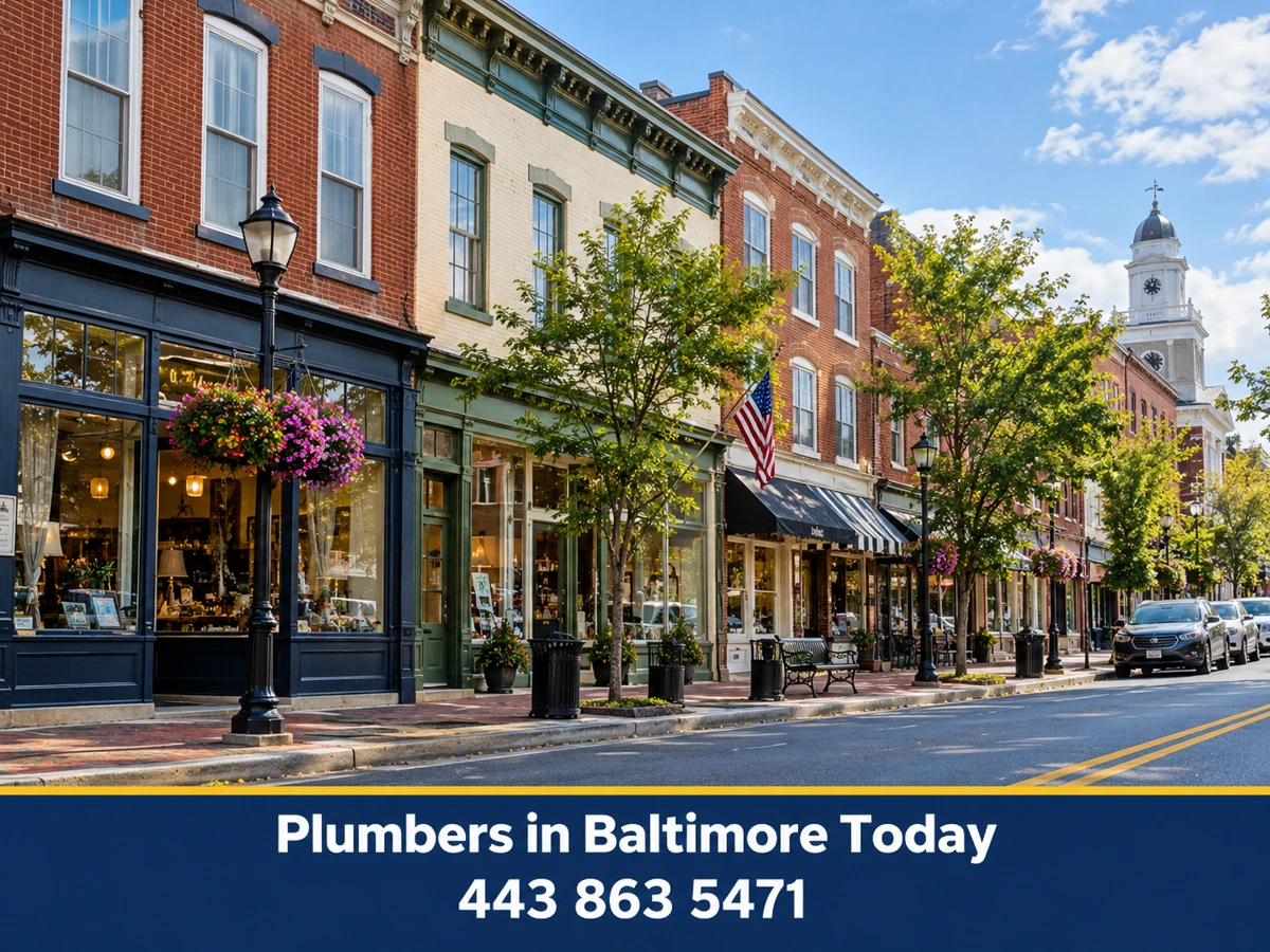 Historic houses on Main Street in Westminster, Maryland